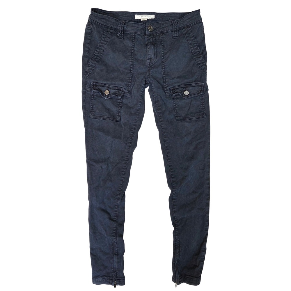 Joie Jeans So-Real Skinny Navy Blue Cargo Pants Ankle Zip 27 Boho Casual